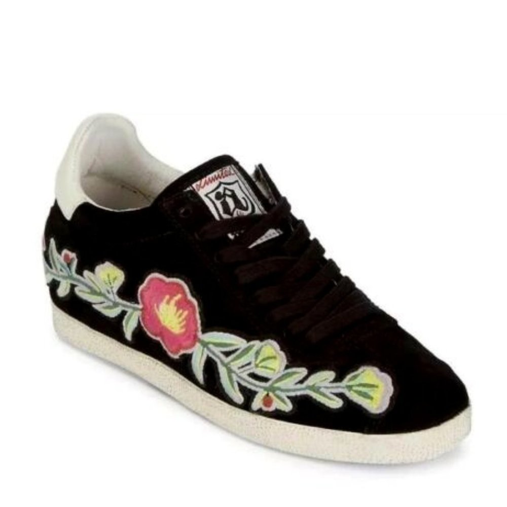ASH Gull Black Floral Embroidery Sneakers Shoes Size 40